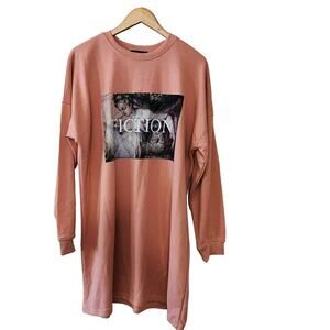 Missguided Fiction Graphic Crew Neck Sweater Dress Size 8 NWT